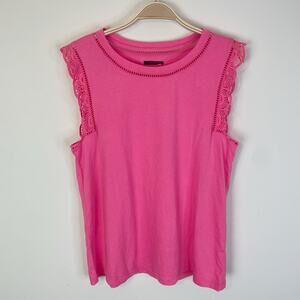 Lilly Pulitzer Agee‎ Flutter Sleeve Tee Scallop Trim Large Casual Beach Resort